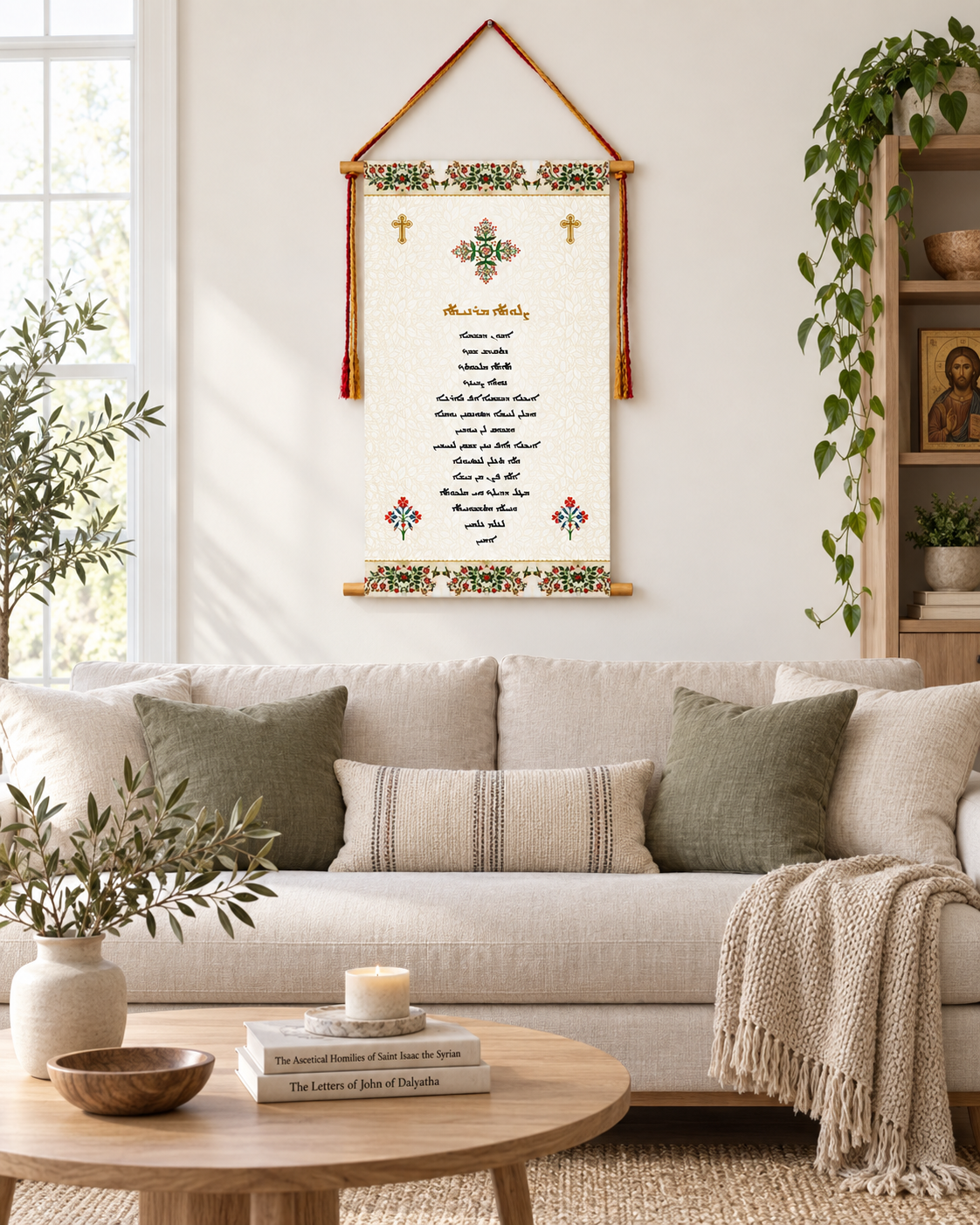 The Lord's Prayer in Aramaic, Wall Hanging, Aramaic Prayer, The lord's prayer Wall Art, Our Father, Assyrian Gifts, Assyrian lord's prayer, Syriac lord's prayer,Tapestry
