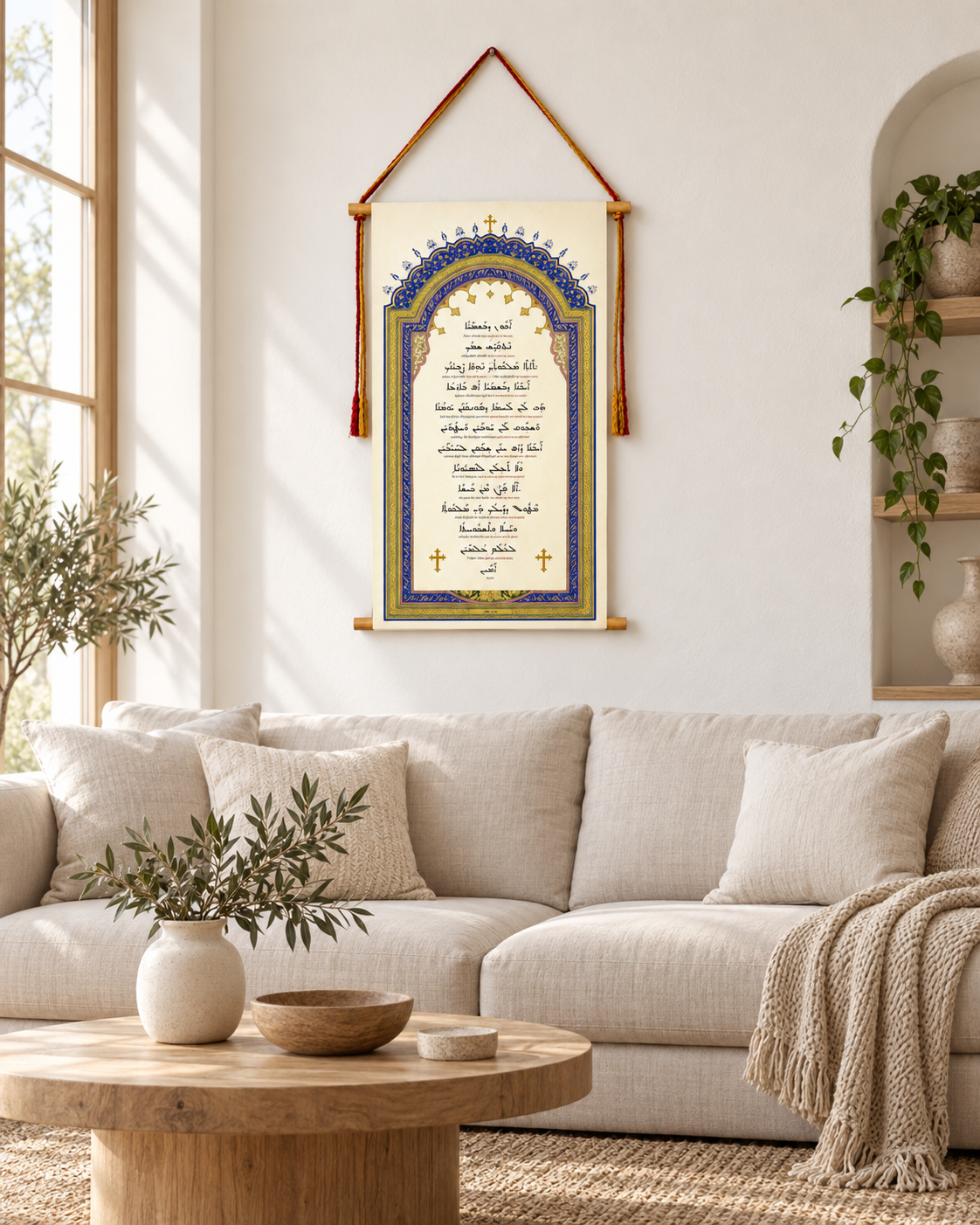 Abun Dbashmayo The Lord's Prayer in Aramaic, Wall Hanging, Western Syriac Aramaic, Serto, Aramaic Prayer, Christian Decor, Tapestry