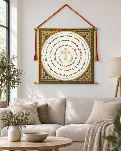 The Lord's Prayer in Aramaic with Englsih Language, Wall Hanging, Aramaic Lord's Prayer Wall Art, Assyrian Gifts, Christian Home Decor, Assyrian lord's praye, Syriac lord's praye, Christain Gifts, Tapestry