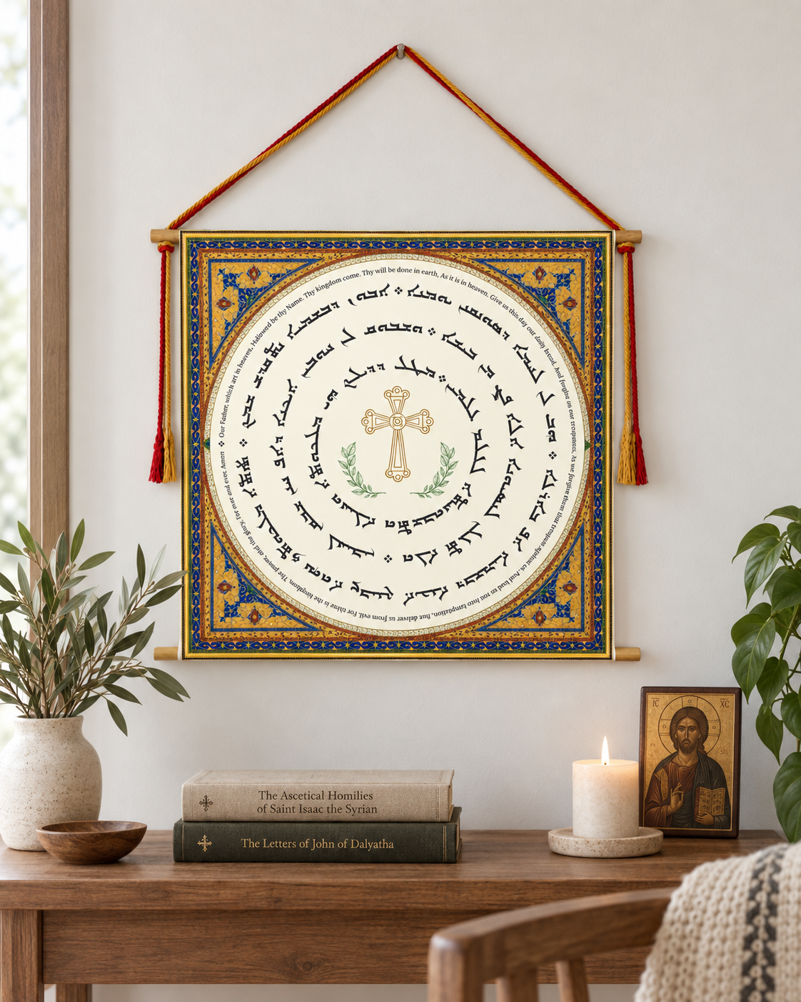 The Lord's Prayer in Aramaic with Englsih Language, Wall Hanging, Aramaic Lord's Prayer Wall Art, Assyrian Gifts, Christian Home Decor, Assyrian lord's praye, Syriac lord's praye, Christain Gifts, Tapestry