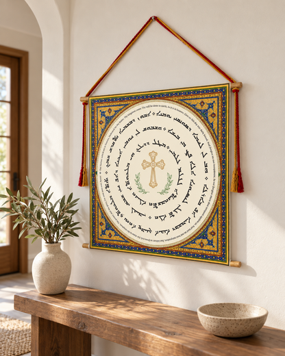 The Lord's Prayer in Aramaic with Englsih Language, Wall Hanging, Aramaic Lord's Prayer Wall Art, Assyrian Gifts, Christian Home Decor, Assyrian lord's praye, Syriac lord's praye, Christain Gifts, Tapestry