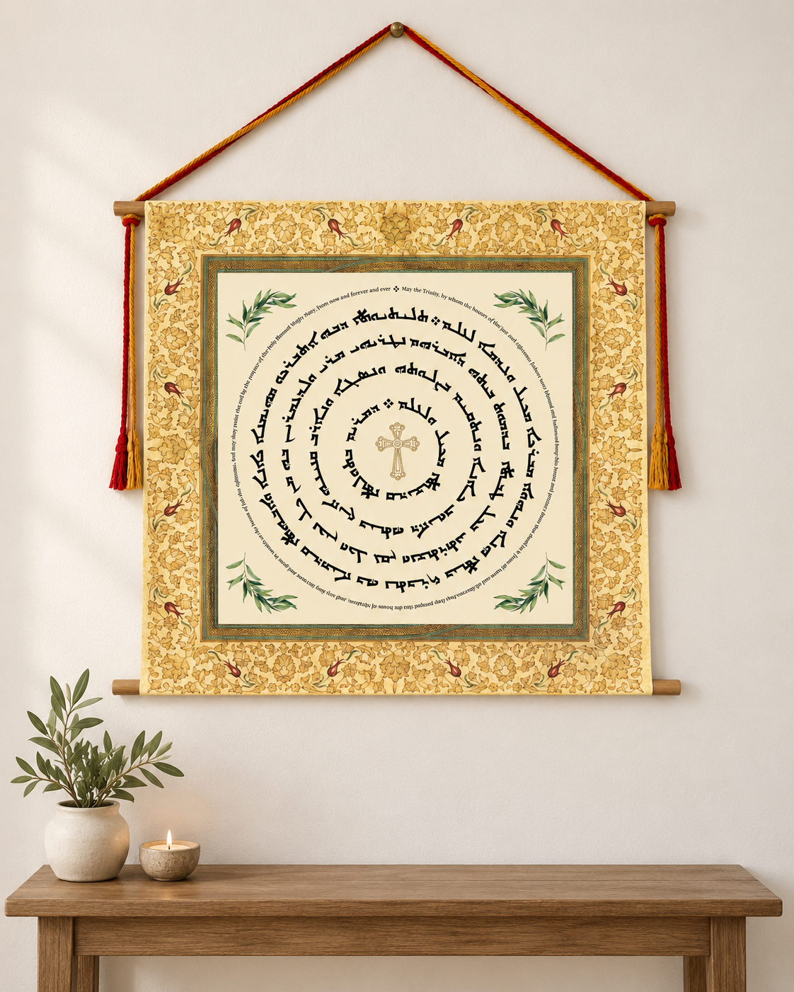 (Tleethayootha) Syriac Aramaic house blessing prayer - Assyrian Prayer - Aramaic Prayer -  Syriac Prayer - Gifts - Christian Home Decore - Wall Hanging - Tapestry