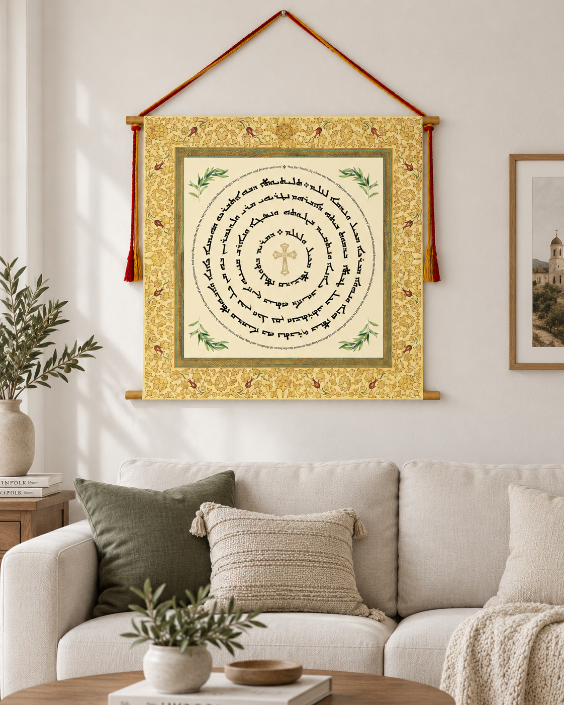 (Tleethayootha) Syriac Aramaic house blessing prayer - Assyrian Prayer - Aramaic Prayer -  Syriac Prayer - Gifts - Christian Home Decore - Wall Hanging - Tapestry