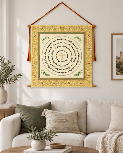 (Tleethayootha) Syriac Aramaic house blessing prayer - Assyrian Prayer - Aramaic Prayer -  Syriac Prayer - Gifts - Christian Home Decore - Wall Hanging - Tapestry