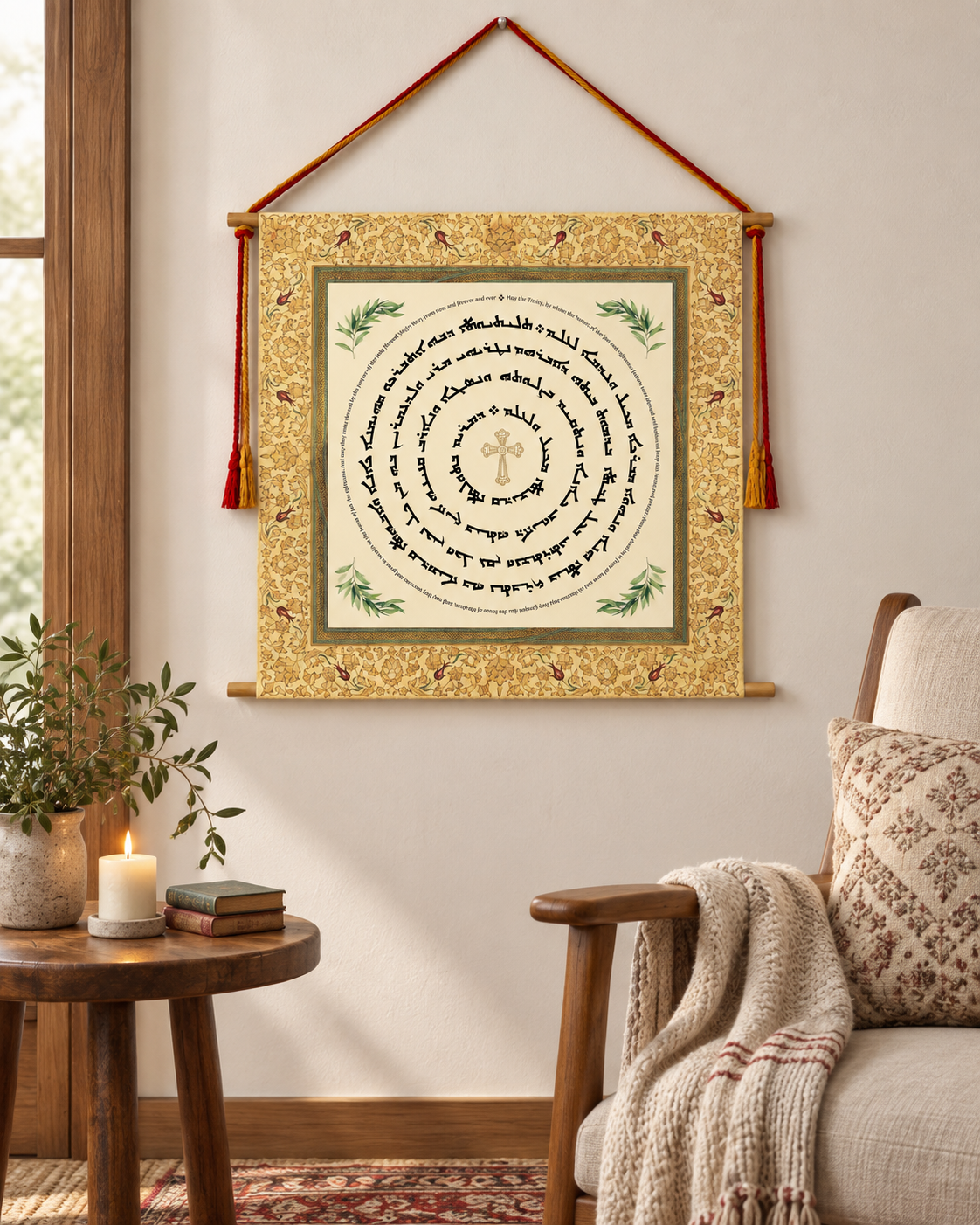 (Tleethayootha) Syriac Aramaic house blessing prayer - Assyrian Prayer - Aramaic Prayer -  Syriac Prayer - Gifts - Christian Home Decore - Wall Hanging - Tapestry