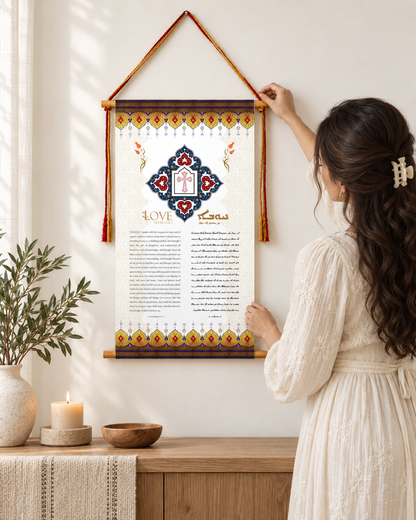 Love never fails 1 Corinthians 13, Aramaic Bible Verse Wall Hanging, Aramaic Bible Quote, Christian Home Decor, Tapestry